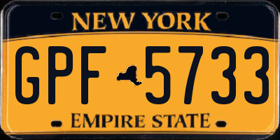 NY license plate GPF5733