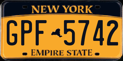 NY license plate GPF5742