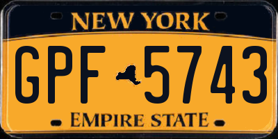 NY license plate GPF5743