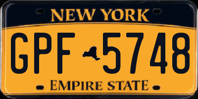 NY license plate GPF5748