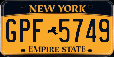 NY license plate GPF5749