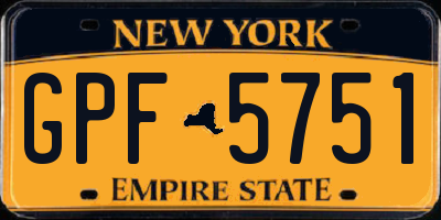 NY license plate GPF5751