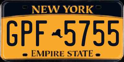 NY license plate GPF5755