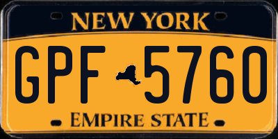 NY license plate GPF5760