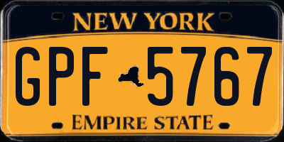 NY license plate GPF5767