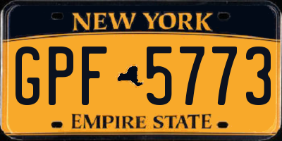 NY license plate GPF5773
