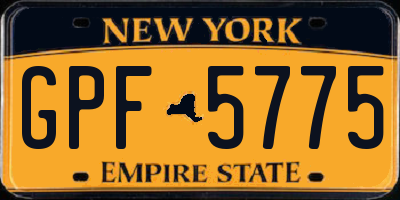 NY license plate GPF5775