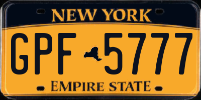NY license plate GPF5777