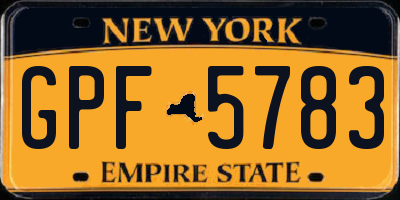 NY license plate GPF5783