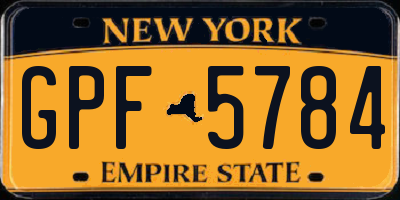 NY license plate GPF5784