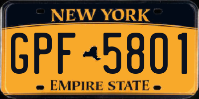 NY license plate GPF5801