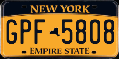 NY license plate GPF5808