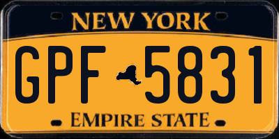NY license plate GPF5831