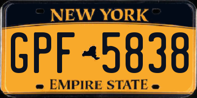 NY license plate GPF5838