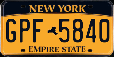 NY license plate GPF5840