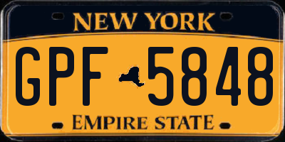 NY license plate GPF5848