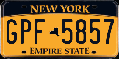 NY license plate GPF5857
