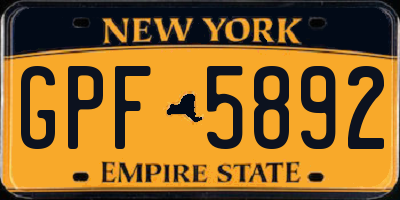 NY license plate GPF5892