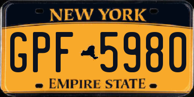 NY license plate GPF5980