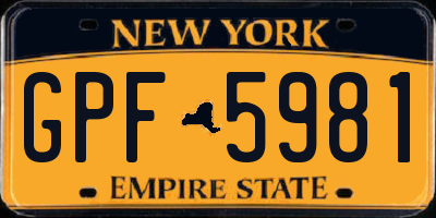 NY license plate GPF5981