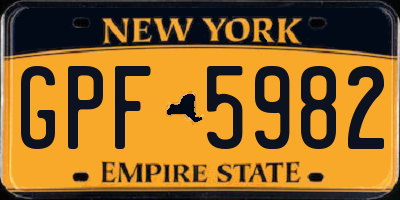 NY license plate GPF5982