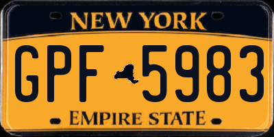 NY license plate GPF5983
