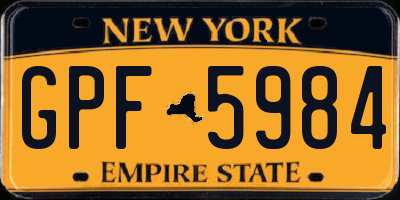 NY license plate GPF5984