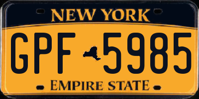 NY license plate GPF5985