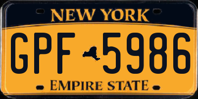 NY license plate GPF5986