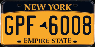 NY license plate GPF6008