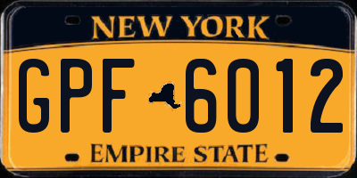 NY license plate GPF6012