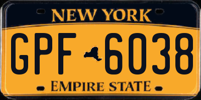NY license plate GPF6038