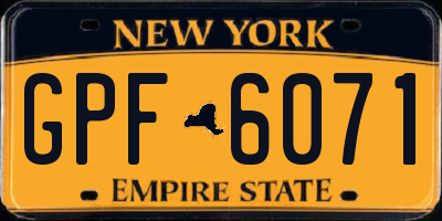 NY license plate GPF6071
