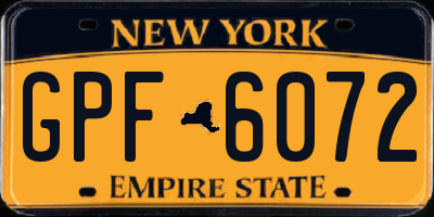 NY license plate GPF6072