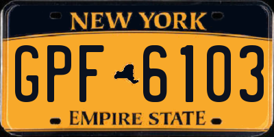 NY license plate GPF6103