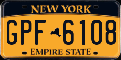 NY license plate GPF6108