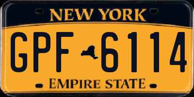 NY license plate GPF6114