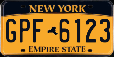 NY license plate GPF6123