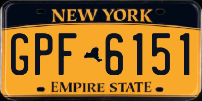 NY license plate GPF6151