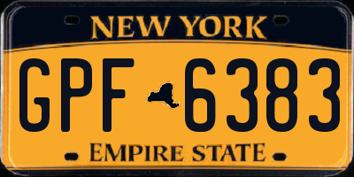 NY license plate GPF6383