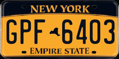 NY license plate GPF6403