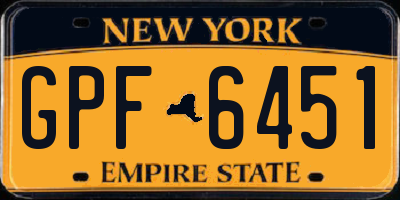 NY license plate GPF6451