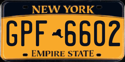 NY license plate GPF6602