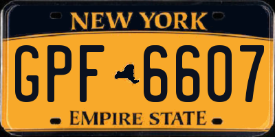 NY license plate GPF6607
