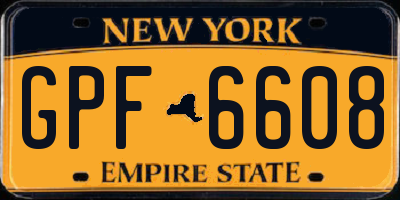 NY license plate GPF6608