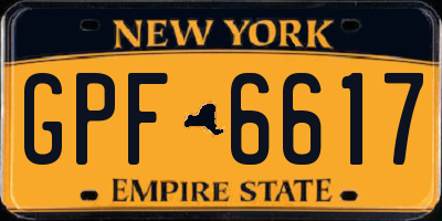 NY license plate GPF6617