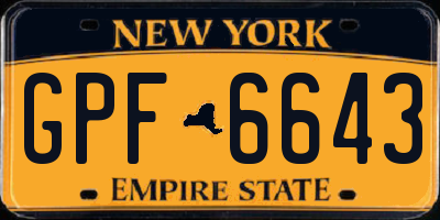 NY license plate GPF6643