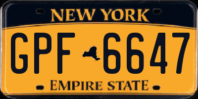 NY license plate GPF6647