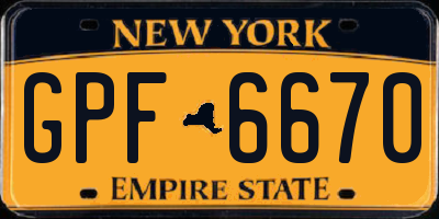 NY license plate GPF6670