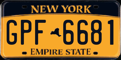 NY license plate GPF6681